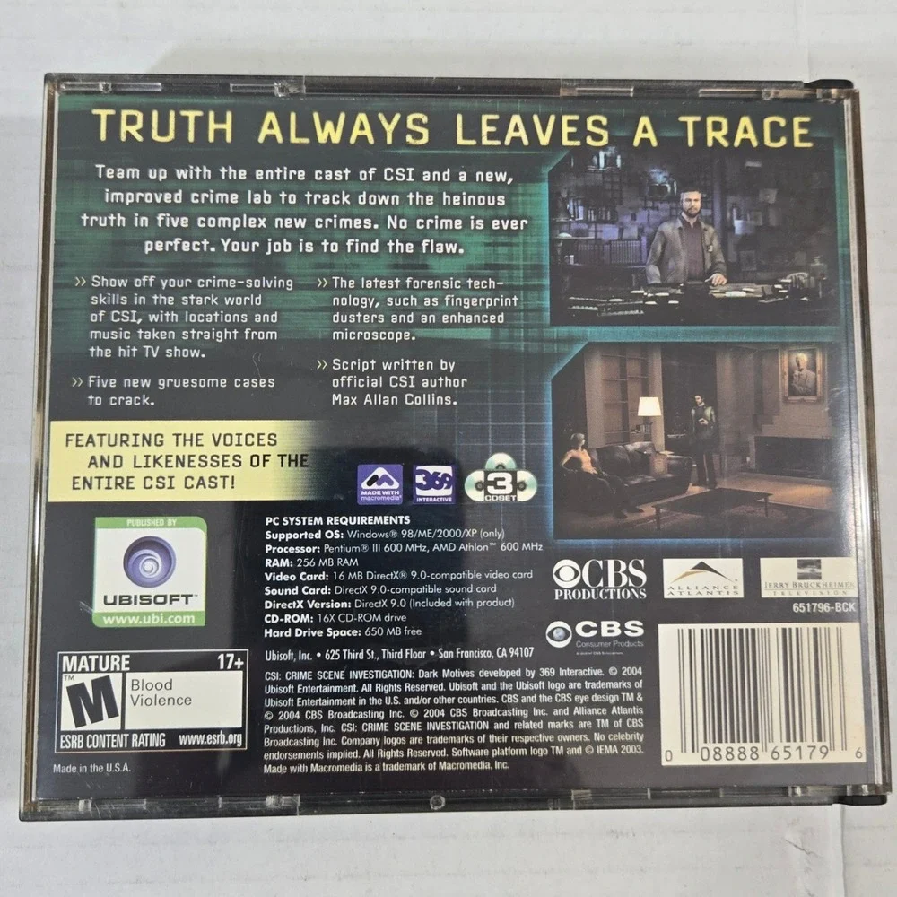 CSI Dark Motives PC Game Vintage 2004 CD-ROM‎ Complete 3 Disc Set Manual Ubisoft